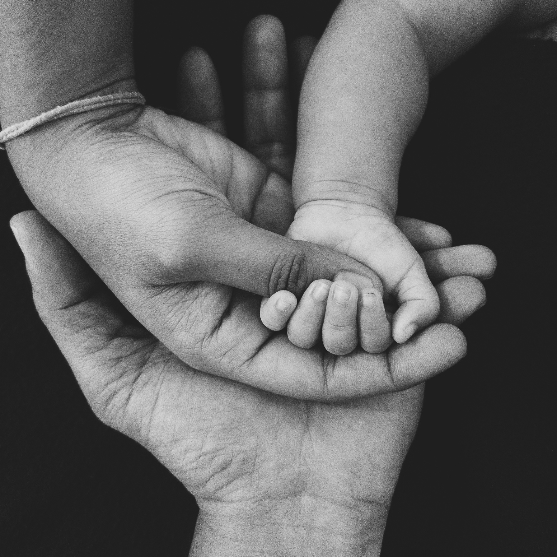 Monochrome Photo of a Baby's Hand